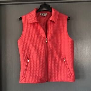 Keren Hart Women's Quilted Full Zip Pink Vest Lined Lightweight Size Small